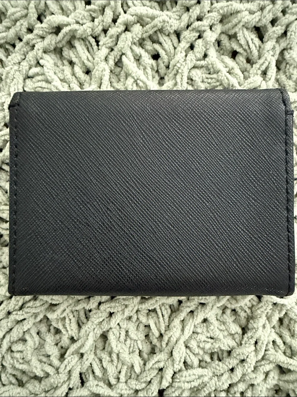Kate Spade Black Saffiano business card holder with Gold Logo Plaque